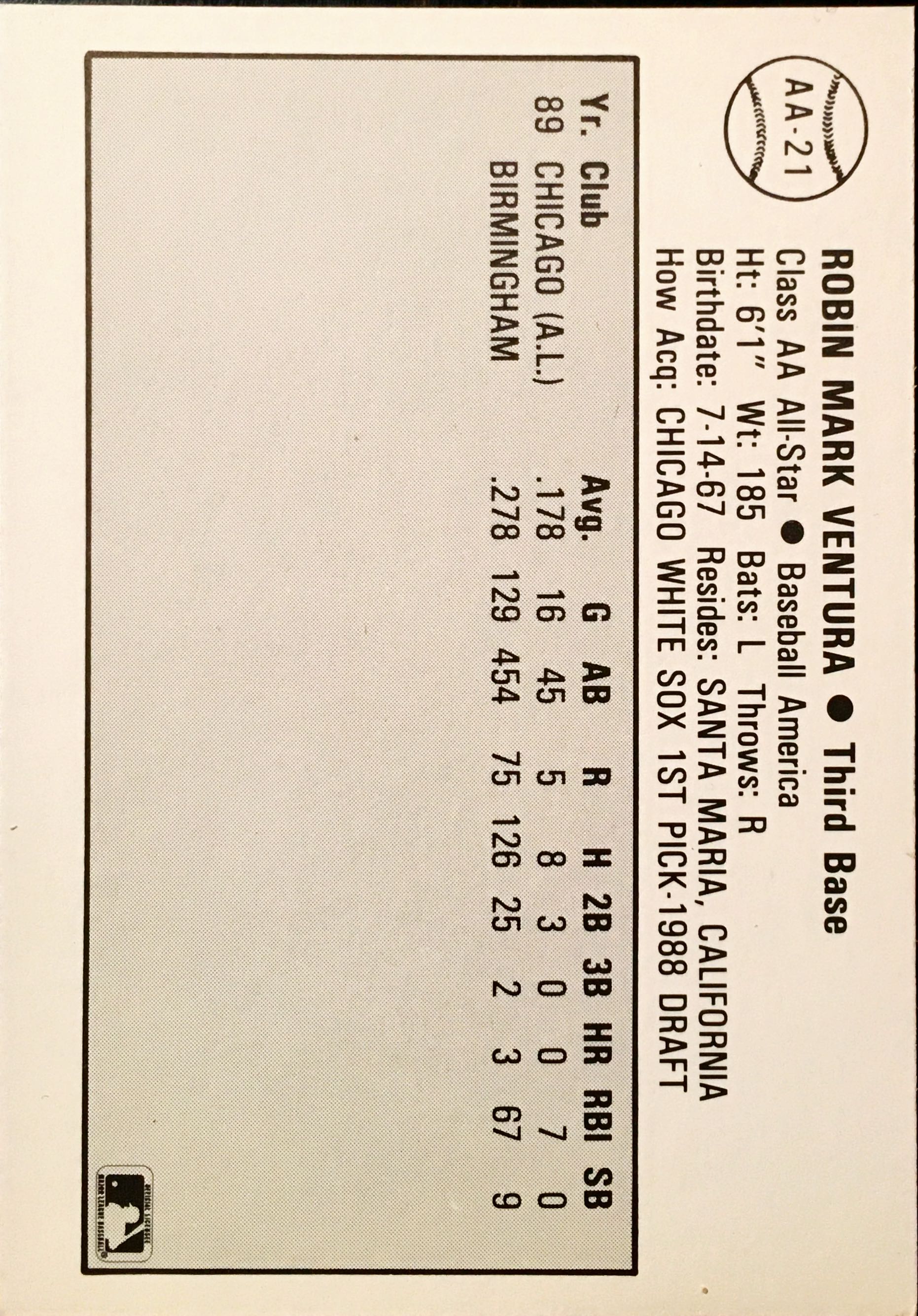 1989 Baseball America  AA-21 back image