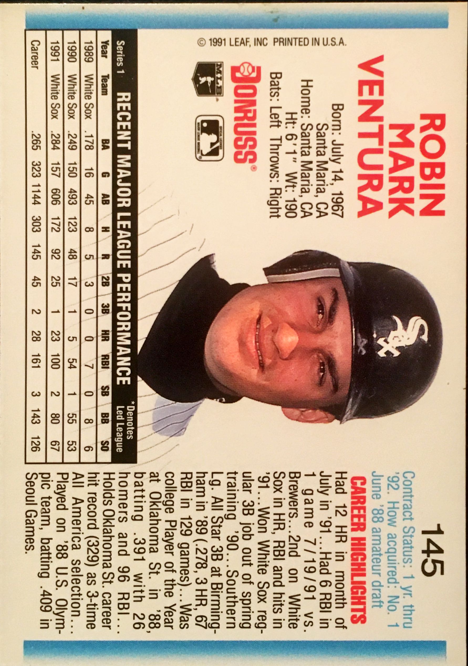 1992 Donruss  145 back image