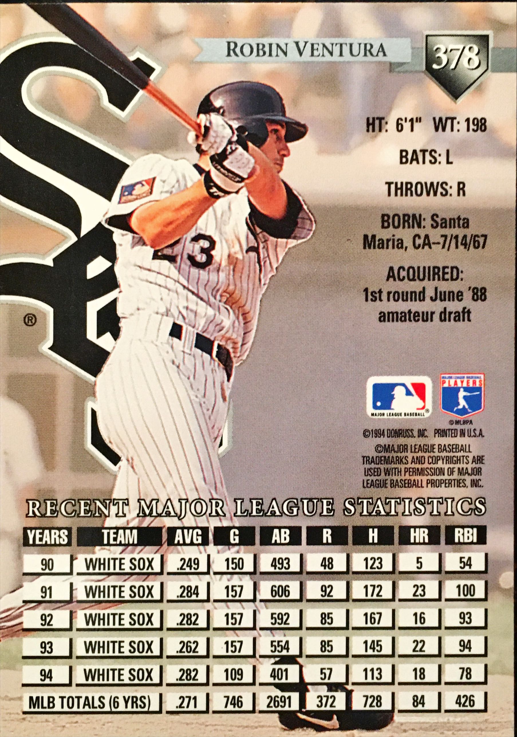 1995 Donruss  378 back image