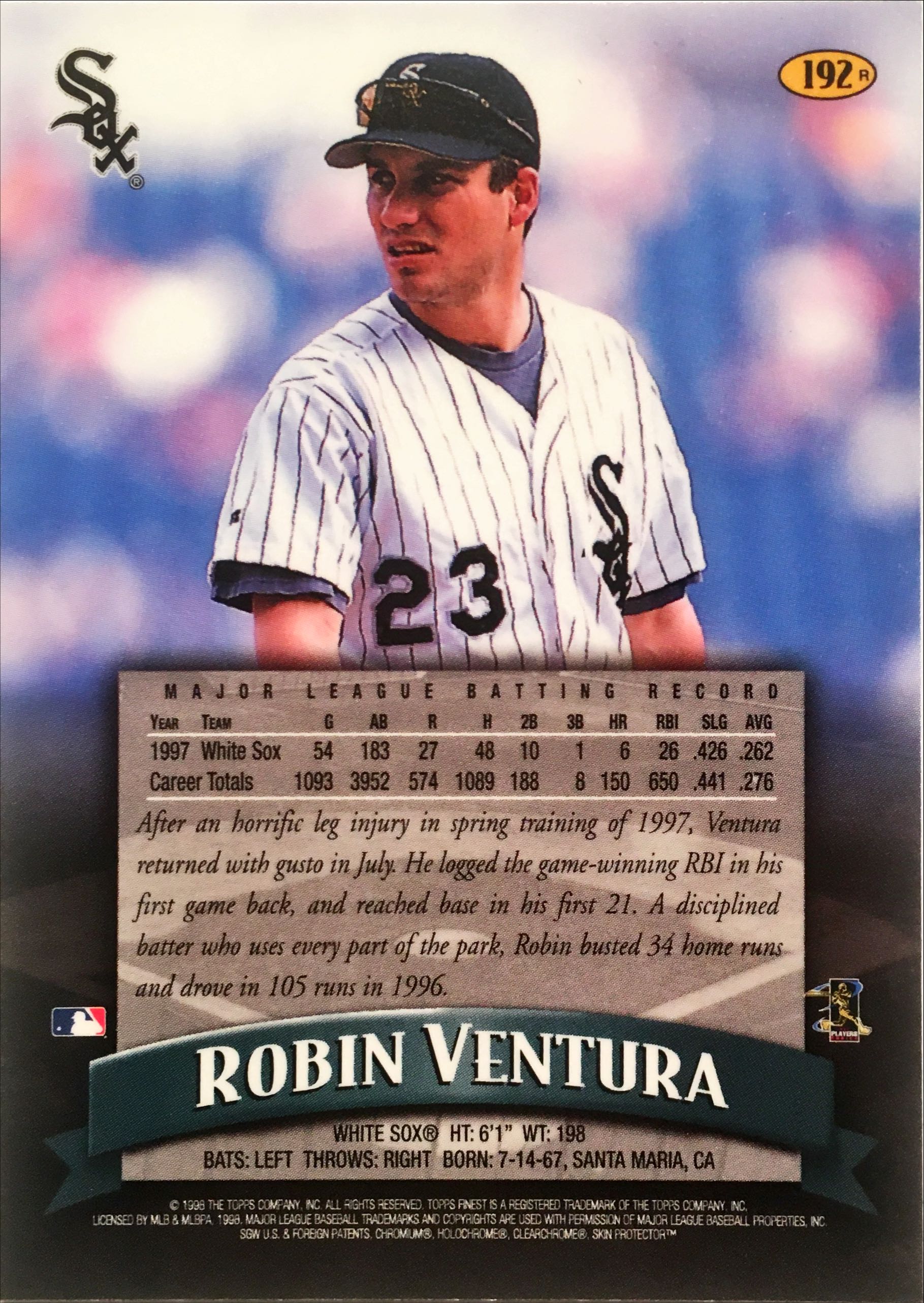 1998 Finest Refractors 192 back image