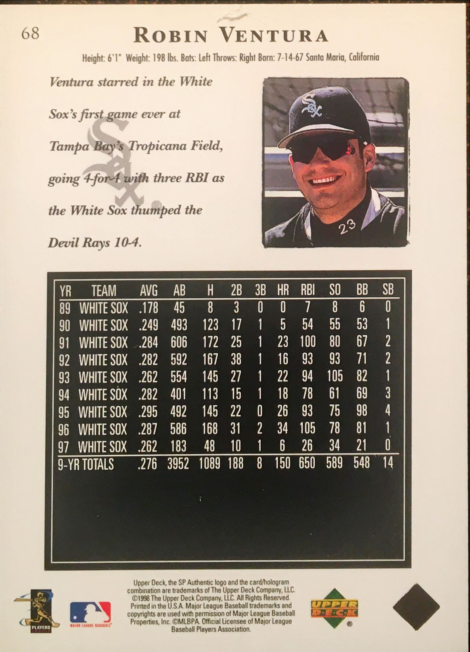 1998 SP Authentic 68 back image