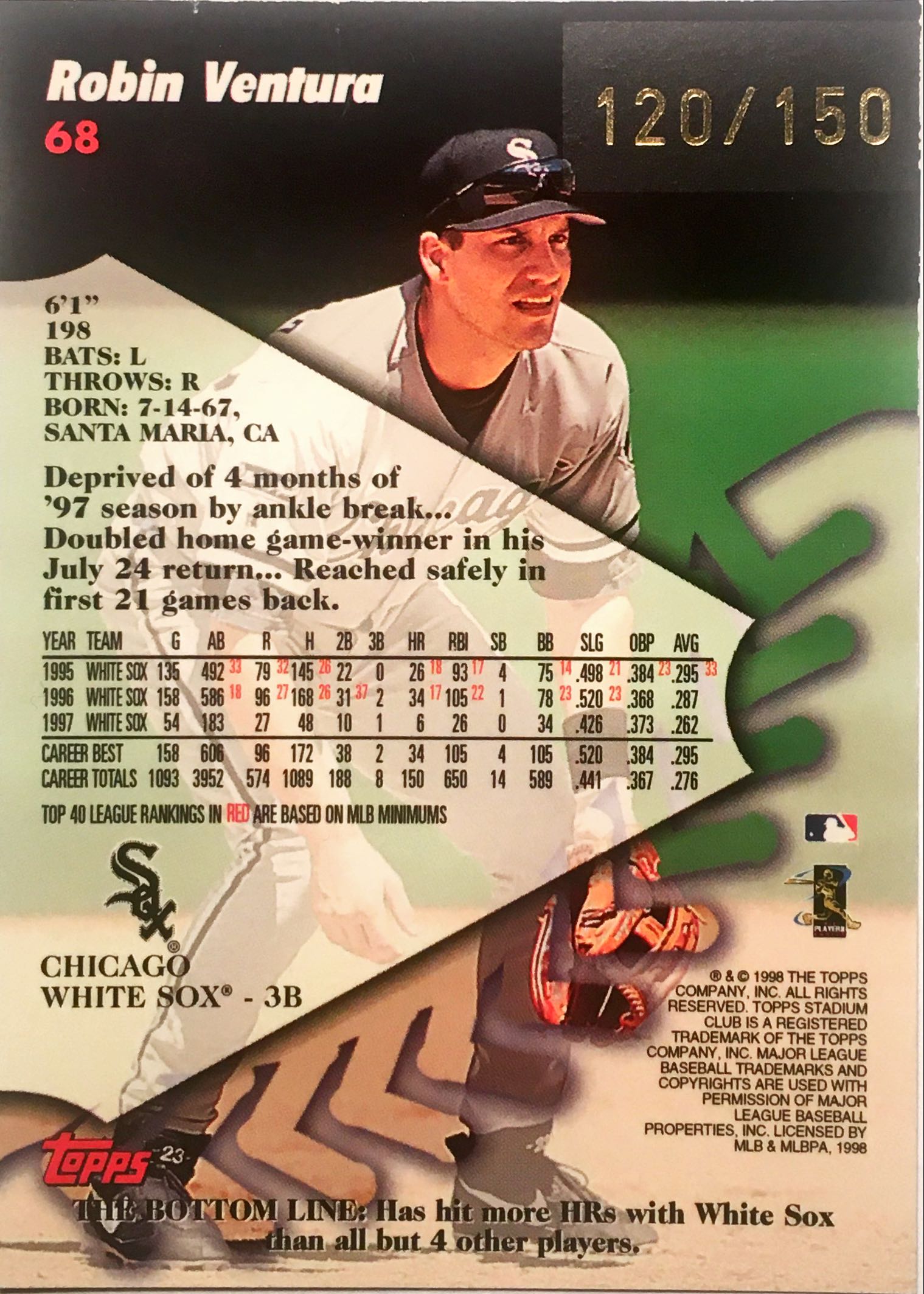 1998 Stadium Club One of a Kind 68 back image